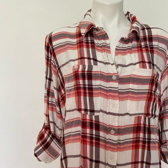 Sanctuary 100% Rayon Button Down Plaid - Picture 2 of 10